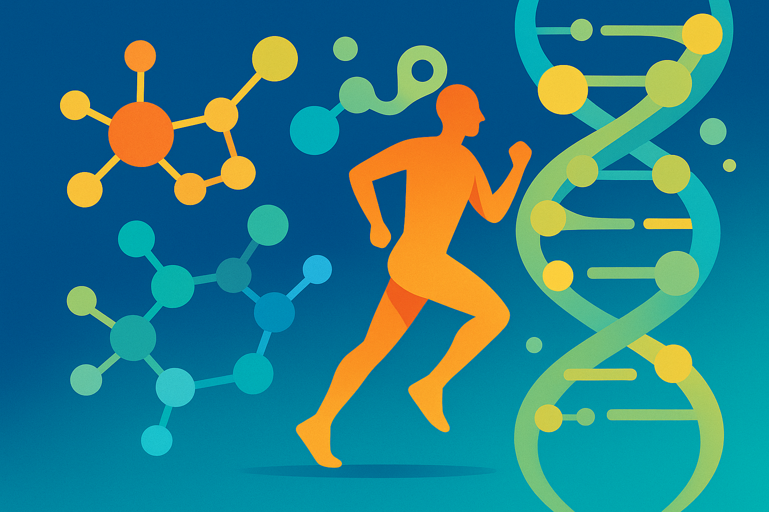Molecular structures and DNA helix representing advanced diagnostics